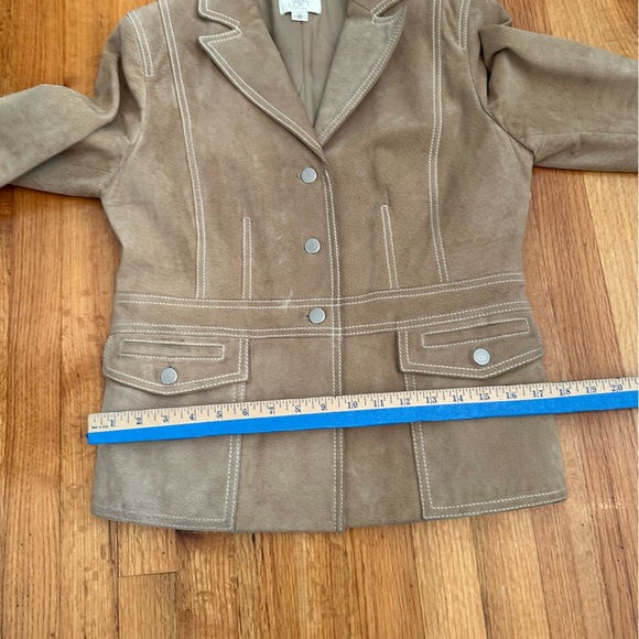 Ann Taylor By Loft Women’s 100% Leather Jacket Tan With Pockets, Lined Size 12P - Picture 6 of 14